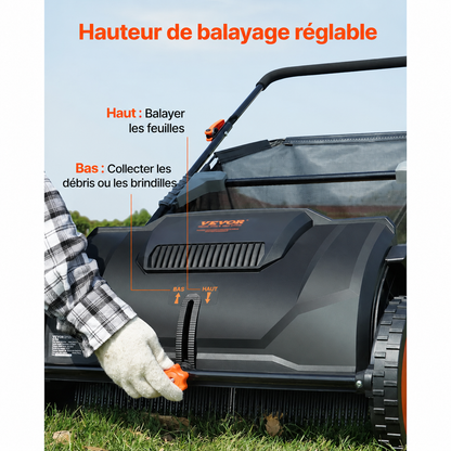 LeafMaster - Balayeuse à Gazon avec Bac à Grande Capacité